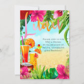 Tropische Getränke & Blume Sommergeburtstag Einladung (Rückseite)