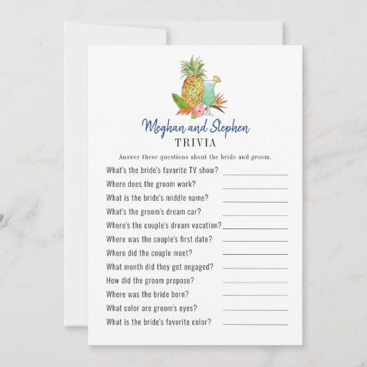 Tropische Getränke Couple's Shower Trivia Spiele Einladung (Vorderseite)