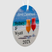 Tropische Getränke der ersten Weihnachtsmannschaft Ornament (Vorderseite)