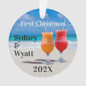 Tropische Getränke der ersten Weihnachtsmannschaft Ornament (Vorderseite)
