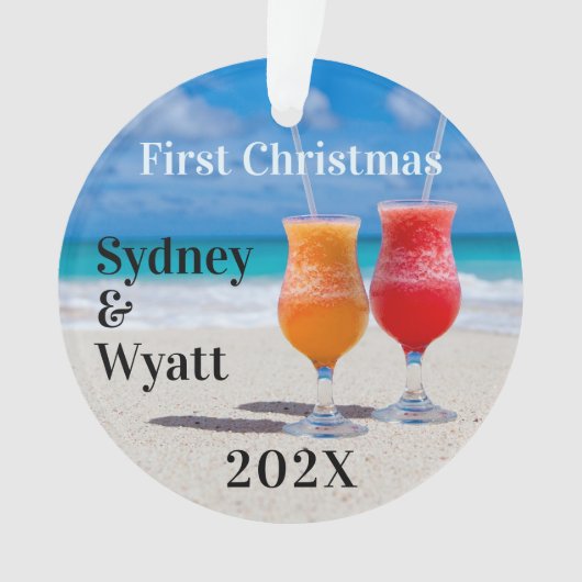Tropische Getränke der ersten Weihnachtsmannschaft Ornament (Vorderseite)