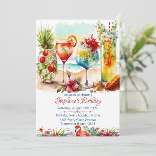 Tropische Getränke Einladung von Frauen zum Geburt (Stehend Vorderseite)