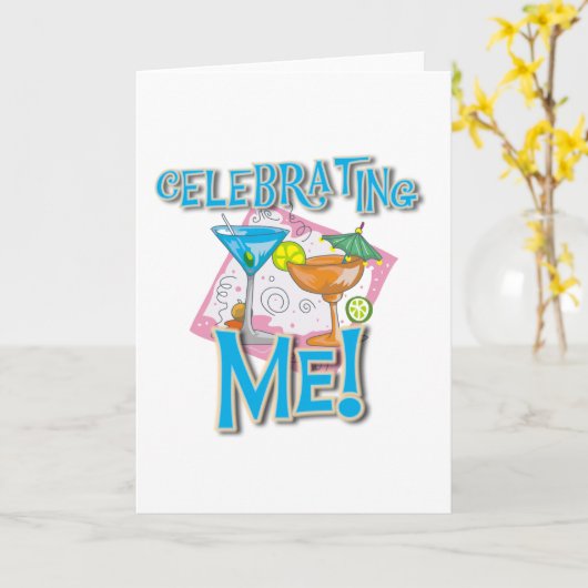 Tropische Getränke feiern mich Karte (Gelbe Blume)