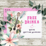 Tropische Getränke Funny Wedding retten das Datum Postkarte<br><div class="desc">Erwachsener themed Hawaiian tropischen Strand florale Aquarell freie Getränke lustige Hochzeitsankündigung Save the Date.</div>