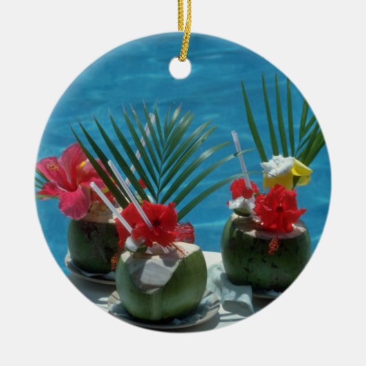 Tropische Getränke, Hawaii-Blumen Keramikornament (Vorne)