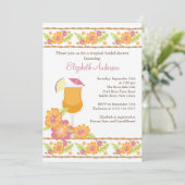 Tropische Getränke Hibiskus Blume Brautparty Einladung (Stehend Vorderseite)