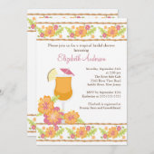 Tropische Getränke Hibiskus Blume Brautparty Einladung (Vorne/Hinten)