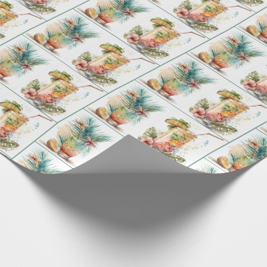 Tropische Getränke in Weiß Geschenkpapier (Ecke)