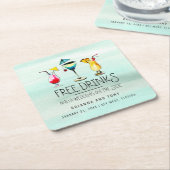 Tropische Getränke kostenlos Save the Date Rechteckiger Pappuntersetzer (angewinkelt)