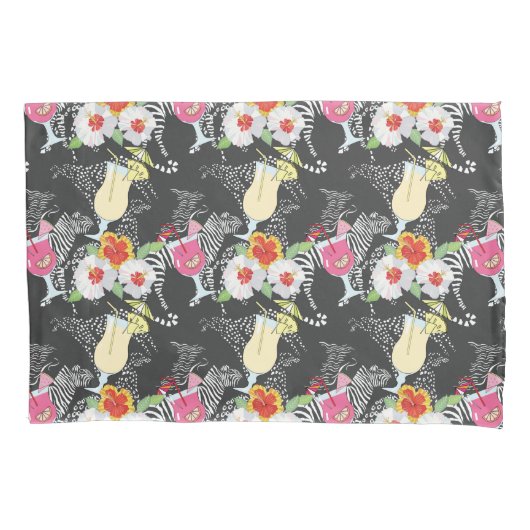 Tropische Getränke mit Tieren Kissenbezug (Vorderseite-Links)