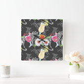 Tropische Getränke mit Tieren Quadratische Wanduhr (Zuhause)