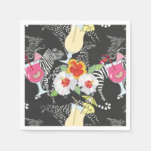 Tropische Getränke mit Tieren Serviette (Vorderseite)