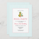 Tropische Getränke Pool Party Geburtstag Einladung (Vorne/Hinten)