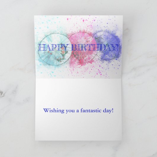 Tropische Getränke-Regenschirme im Wasser 25. Gebu Karte (Innenseite)