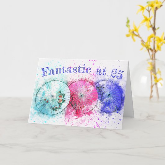 Tropische Getränke-Regenschirme im Wasser 25. Gebu Karte (Gelbe Blume)