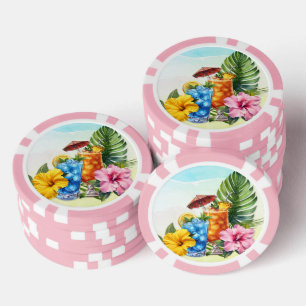 Tropische Getränke und Blumen Pokerchips