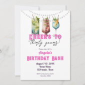 Tropische Getränke zum 30-jährigen Geburtstag von Einladung (Vorderseite)