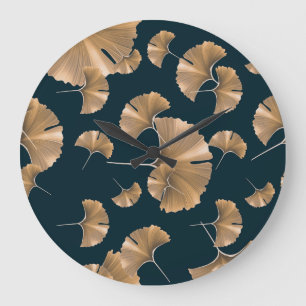 Tropische Ginko-Palmen-Blätter, hawaiianisches Mus Große Wanduhr