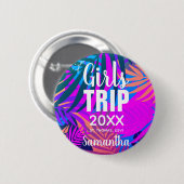Tropische Girls-Reise mit Krone, Jahr und Name Button (Vorne & Hinten)