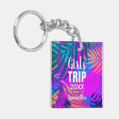 Tropische Girls-Reise mit Krone, Jahr und Name Schlüsselanhänger (Vorderseite links)