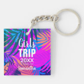 Tropische Girls-Reise mit Krone, Jahr und Name Schlüsselanhänger (Rückseite)