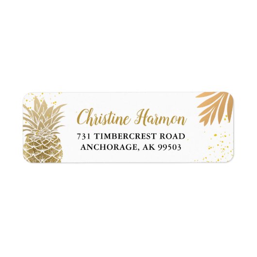 Tropische Gold Ananas Beach Rücksendeadresse (Vorne)