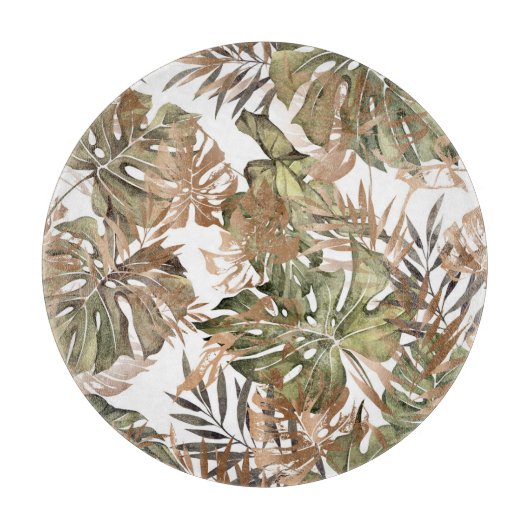 Tropische Gold-Blätter blühend nahtlos Schneidebrett (Vorderseite)