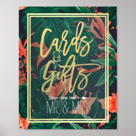 Tropische Gold-Rahmen-Karten und Geschenke Hochzei Poster