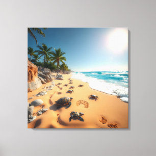 Tropische Goldene Muschel Strand Chic Leinwanddruck