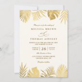 Tropische goldene Paradies Elegante QR-Code-Hochze Einladung (Vorderseite)