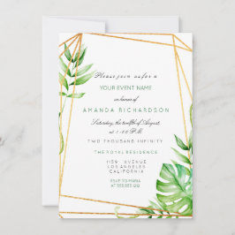 Tropische goldfarbene Streifen in grün Einladung