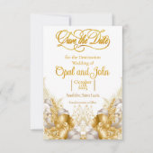 Tropische Goldhochzeit an der Küste RSVP Karte (Vorderseite)