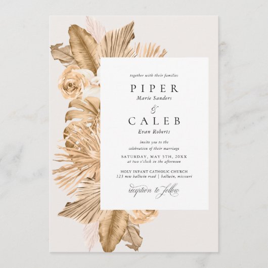 Tropische Goldmahlzeit Einladung (Vorderseite)