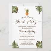 Tropische Graduierungspartei Luau Ananas Blätter Einladung (Vorderseite)