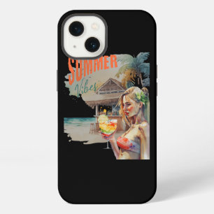 Tropische grafische Sommer-Vibes Wasserfarbe Stran iPhone 13 Hülle