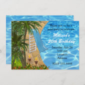 Tropische GRILLEN Sommerpool Party Einladung (Vorne/Hinten)