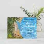 Tropische GRILLEN Sommerpool Party Einladung (Stehend Vorderseite)