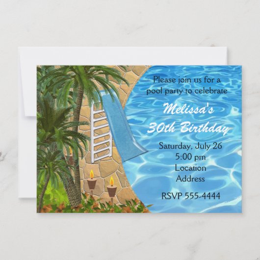 Tropische GRILLEN Sommerpool Party Einladung (Vorderseite)