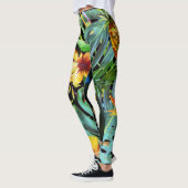 Tropische Grün-Palmblätter BlumenToucan modern Leggings (Links)
