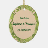 Tropische Grün- und Blütenhochzeit Keramik Ornament (Rechts)