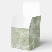 Tropische Grün- und Gold-Blätter auf dem Sage Squa Geschenkschachtel (Geöffnet)