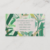 Tropische grüne Bananen-Blätter rosa Muster Visitenkarte (Rückseite)