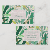 Tropische grüne Bananen-Blätter rosa Muster Visitenkarte (Vorne/Hinten)