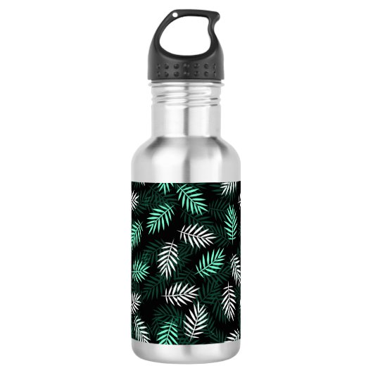 Tropische grüne Blätter Edelstahlflasche (Vorderseite)