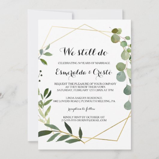 Tropische grüne Blätter - Erneuerung Einladung (Vorderseite)