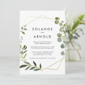 Tropische grüne Blätter - Feierliche Hochzeit Einladung (Stehend Vorderseite)