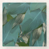 Tropische grüne Blätter Glasuntersetzer (Vorderseite)