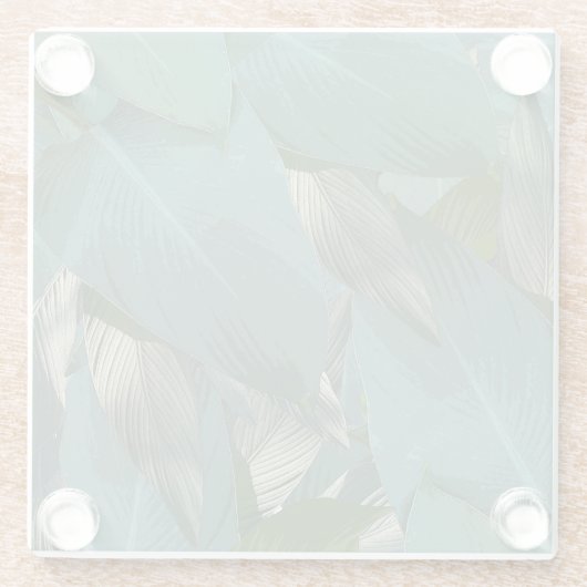 Tropische grüne Blätter Glasuntersetzer (Rückseite)