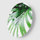 Tropische grüne Blätter Große Wanduhr (Winkel)