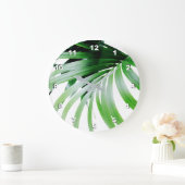 Tropische grüne Blätter Große Wanduhr (Zuhause)